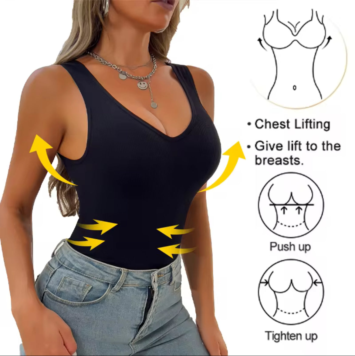 Ribbed V Neck Sculpting Tank Top