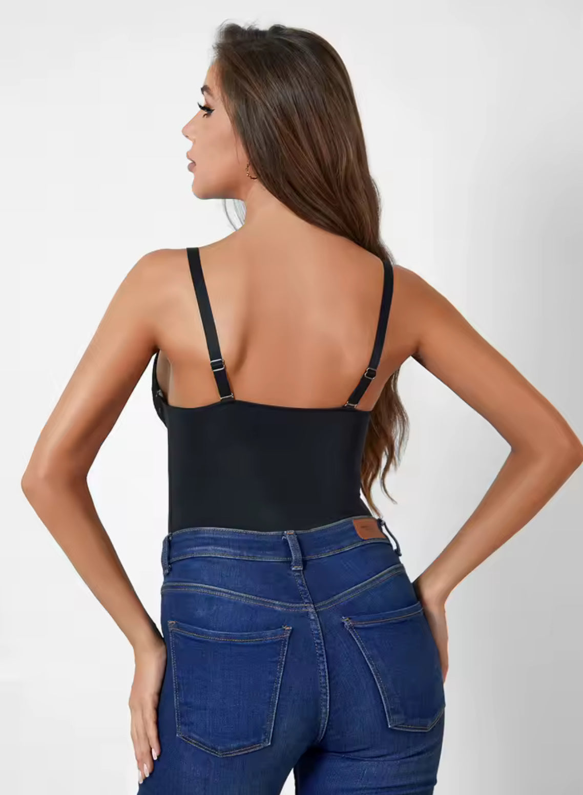 V-Neck Half Laced Bodysuit