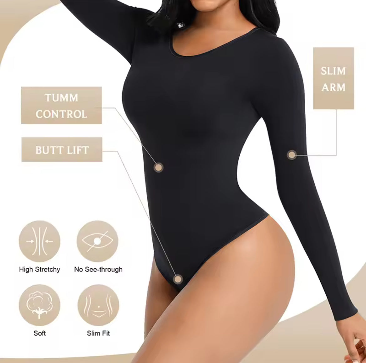 Long Sleeve Thong Bodysuit