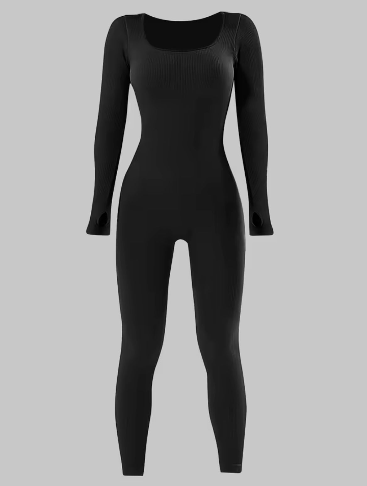 Ribbed Square Neck Jumpsuit