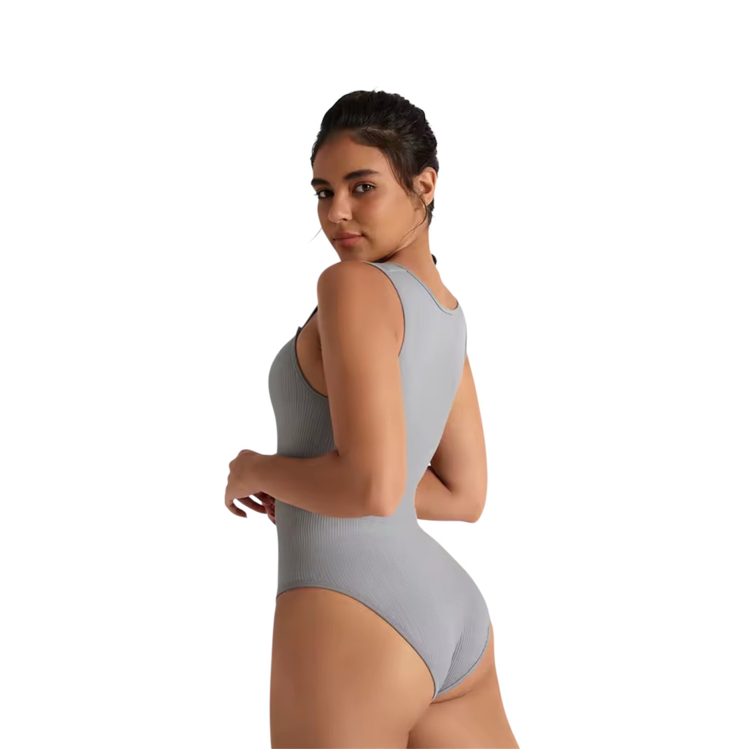 Ribbed Square Neck Shapewear Bodysuit